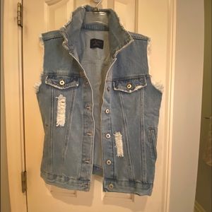 Love Tree Distressed Jean vest